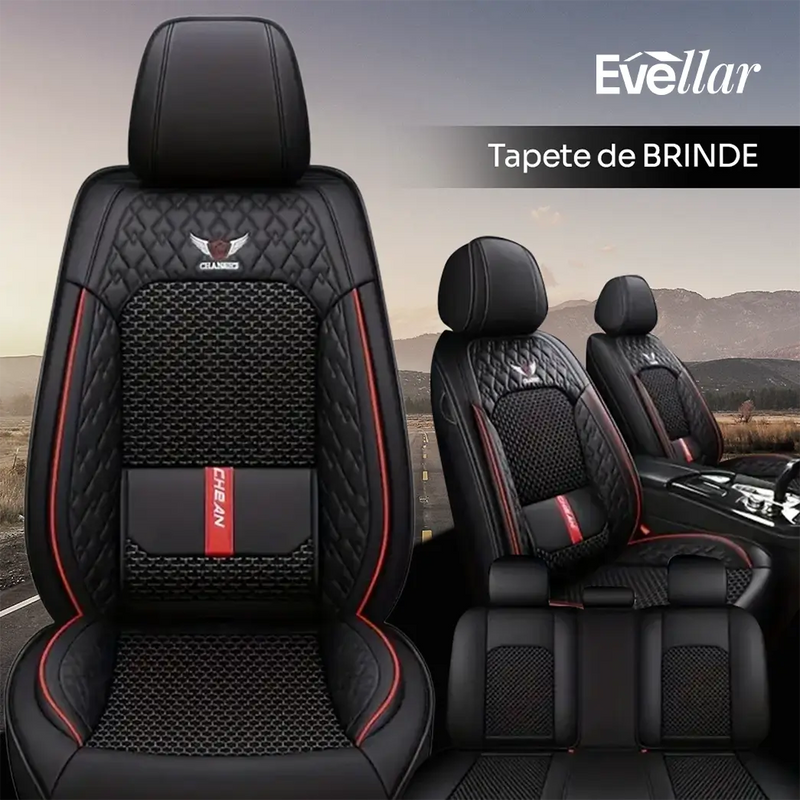 Capa para Banco de Carro Completa em Couro Legítimo Universal Italian + BRINDE: Tapete Completo