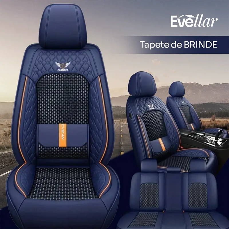 Capa para Banco de Carro Completa em Couro Legítimo Universal Italian + BRINDE: Tapete Completo