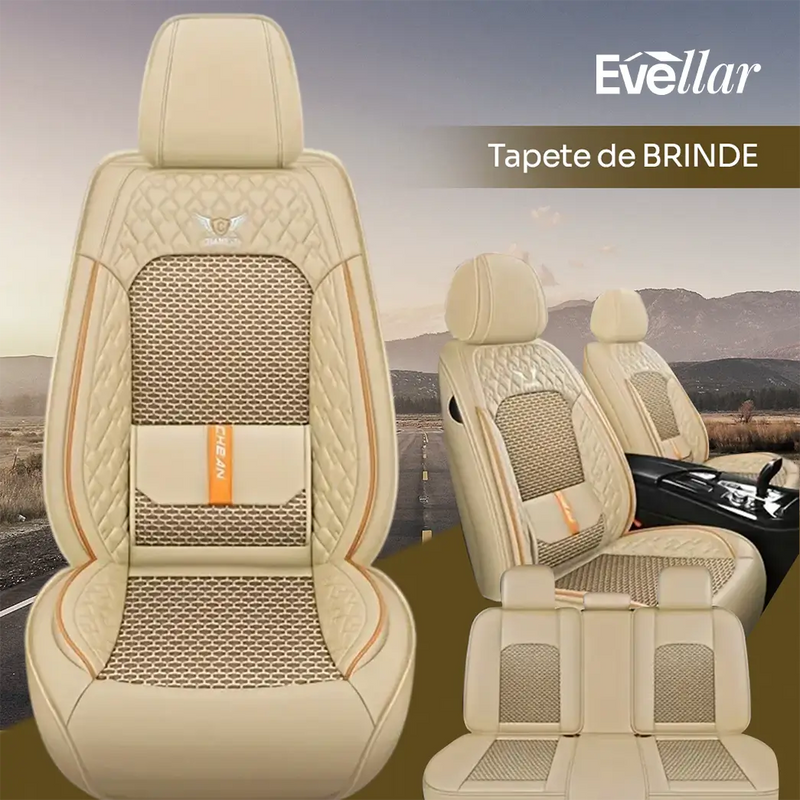 Capa para Banco de Carro Completa em Couro Legítimo Universal Italian + BRINDE: Tapete Completo