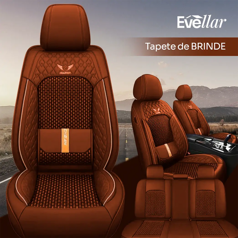 Capa para Banco de Carro Completa em Couro Legítimo Universal Italian + BRINDE: Tapete Completo